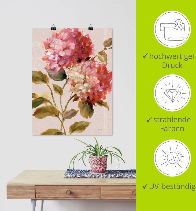 Artland Artprint Harmonieuze hortensia's als artprint op linnen poster in verschillende formaten maten