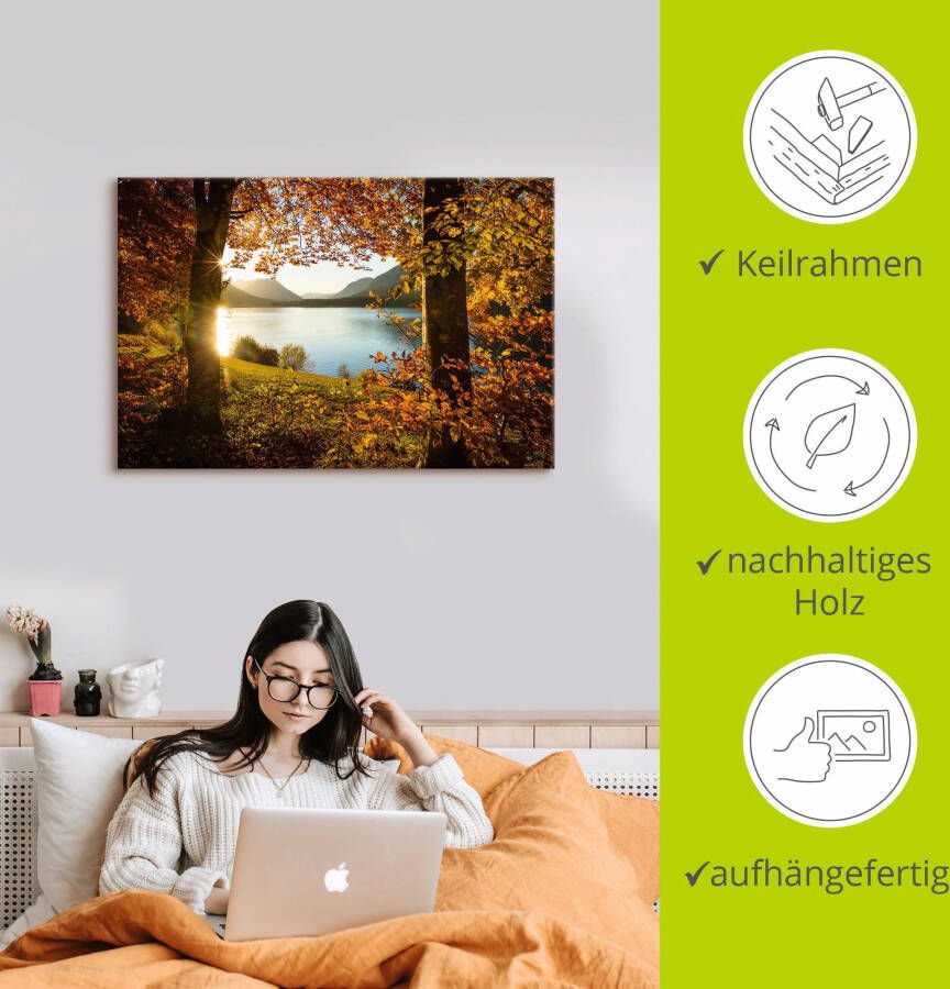 Artland Artprint Herfst aan de Sylvensteinsee als artprint van aluminium artprint voor buiten artprint op linnen poster in verschillende maten. maten