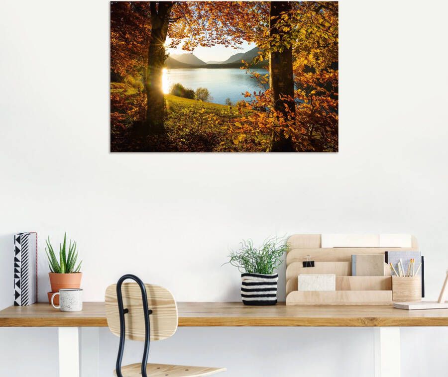 Artland Artprint Herfst aan de Sylvensteinsee als artprint van aluminium artprint voor buiten artprint op linnen poster in verschillende maten. maten