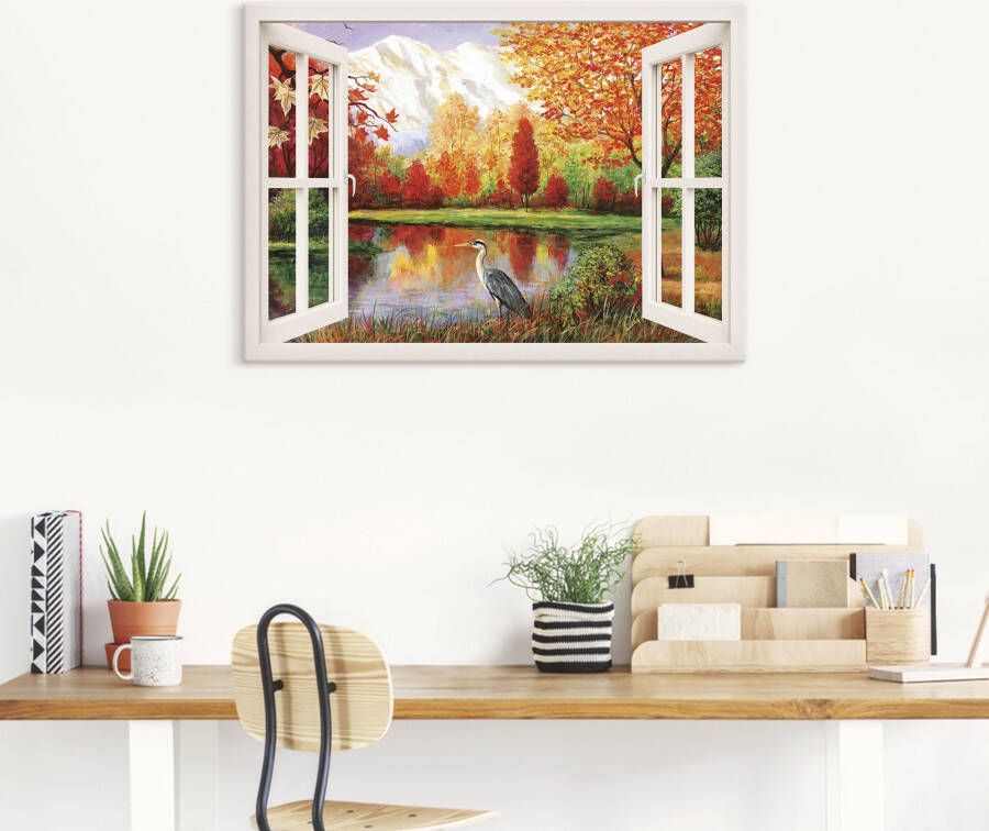 Artland Artprint Herfst aan het meer als artprint op linnen muursticker in verschillende maten