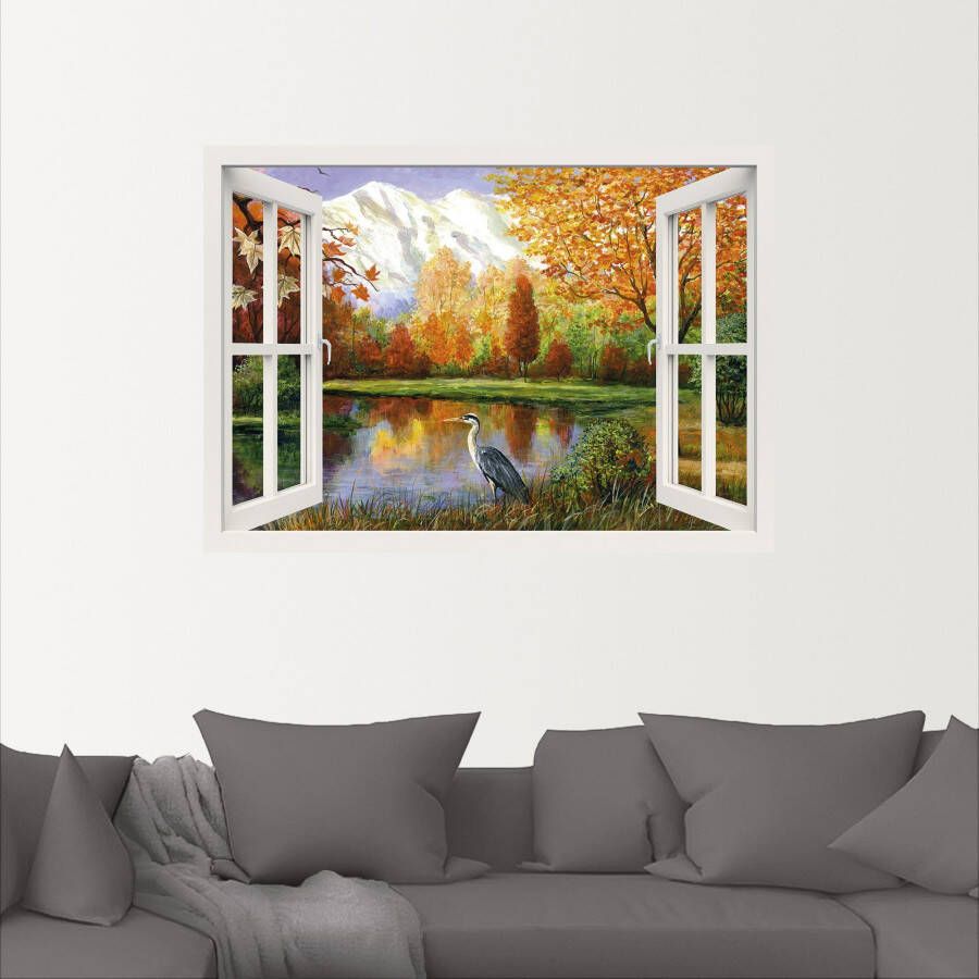 Artland Artprint Herfst aan het meer als artprint op linnen muursticker in verschillende maten