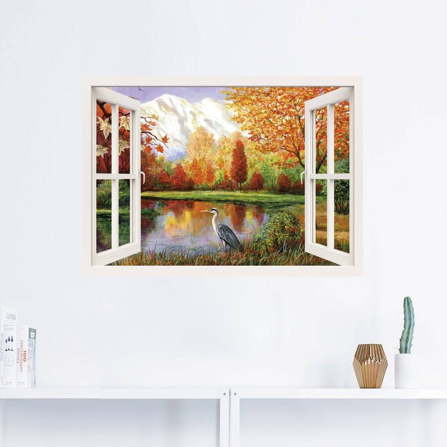 Artland Artprint Herfst aan het meer als artprint op linnen muursticker in verschillende maten