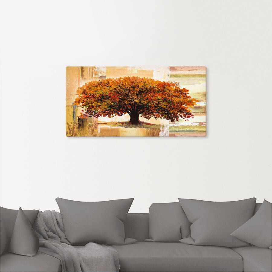 Artland Artprint Herfstboom op abstracte achtergrond als artprint van aluminium artprint voor buiten artprint op linnen poster in verschillende maten. maten