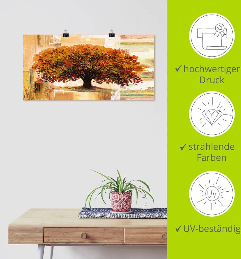 Artland Artprint Herfstboom op abstracte achtergrond als artprint van aluminium artprint voor buiten artprint op linnen poster in verschillende maten. maten