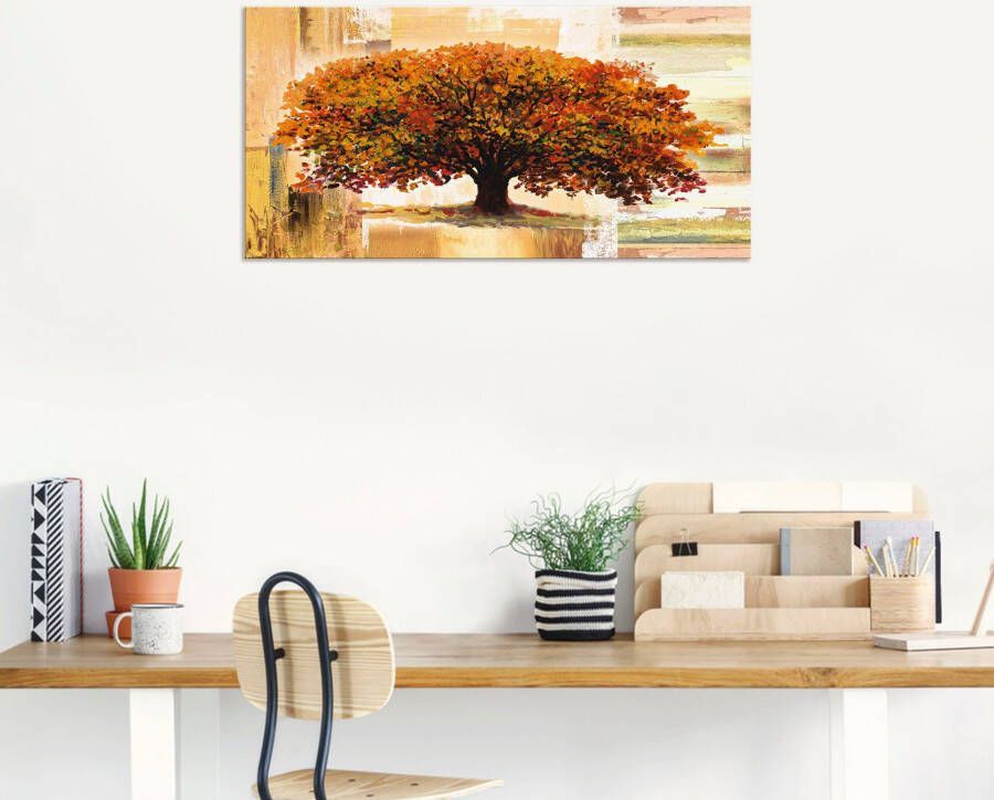 Artland Artprint Herfstboom op abstracte achtergrond als artprint van aluminium artprint voor buiten artprint op linnen poster in verschillende maten. maten