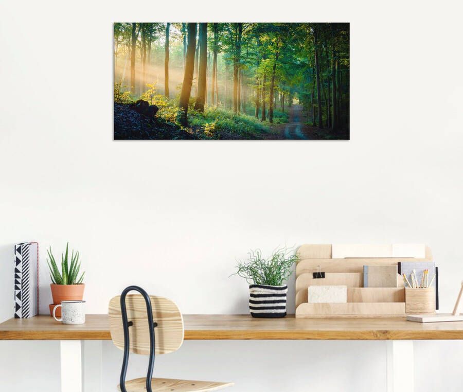 Artland Artprint Herfstbos aan de Duisitzkarsee Herfstmorgen in het bos als artprint van aluminium artprint voor buiten artprint op linnen poster in verschillende maten. maten