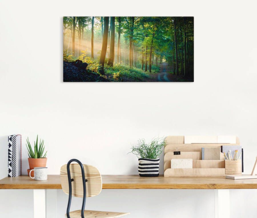 Artland Artprint Herfstbos aan de Duisitzkarsee Herfstmorgen in het bos als artprint van aluminium artprint voor buiten artprint op linnen poster in verschillende maten. maten