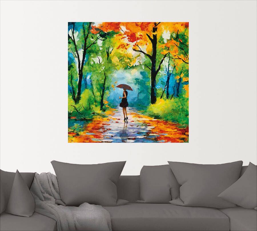 Artland Artprint Herfstige wandeling in het park als artprint van aluminium artprint voor buiten artprint op linnen poster muursticker