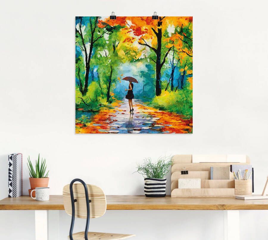 Artland Artprint Herfstige wandeling in het park als artprint van aluminium artprint voor buiten artprint op linnen poster muursticker