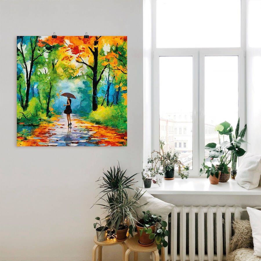 Artland Artprint Herfstige wandeling in het park als artprint van aluminium artprint voor buiten artprint op linnen poster muursticker