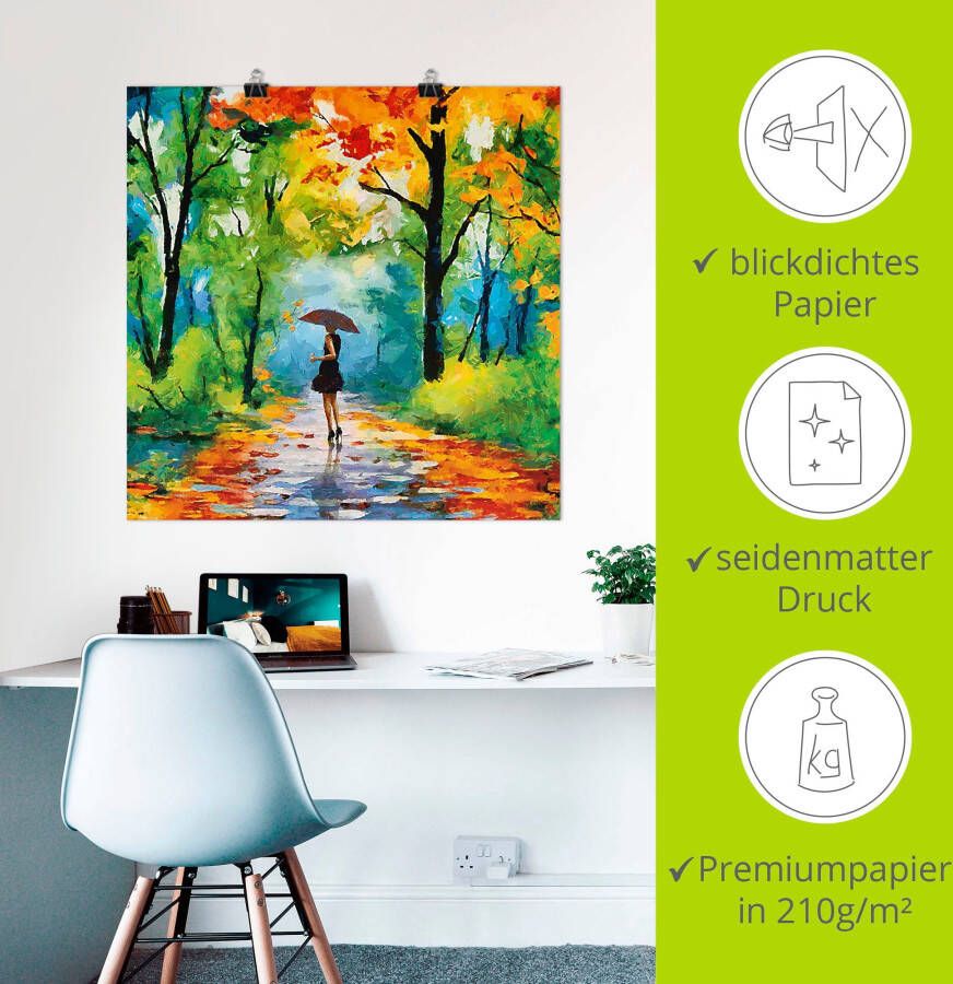 Artland Artprint Herfstige wandeling in het park als artprint van aluminium artprint voor buiten artprint op linnen poster muursticker