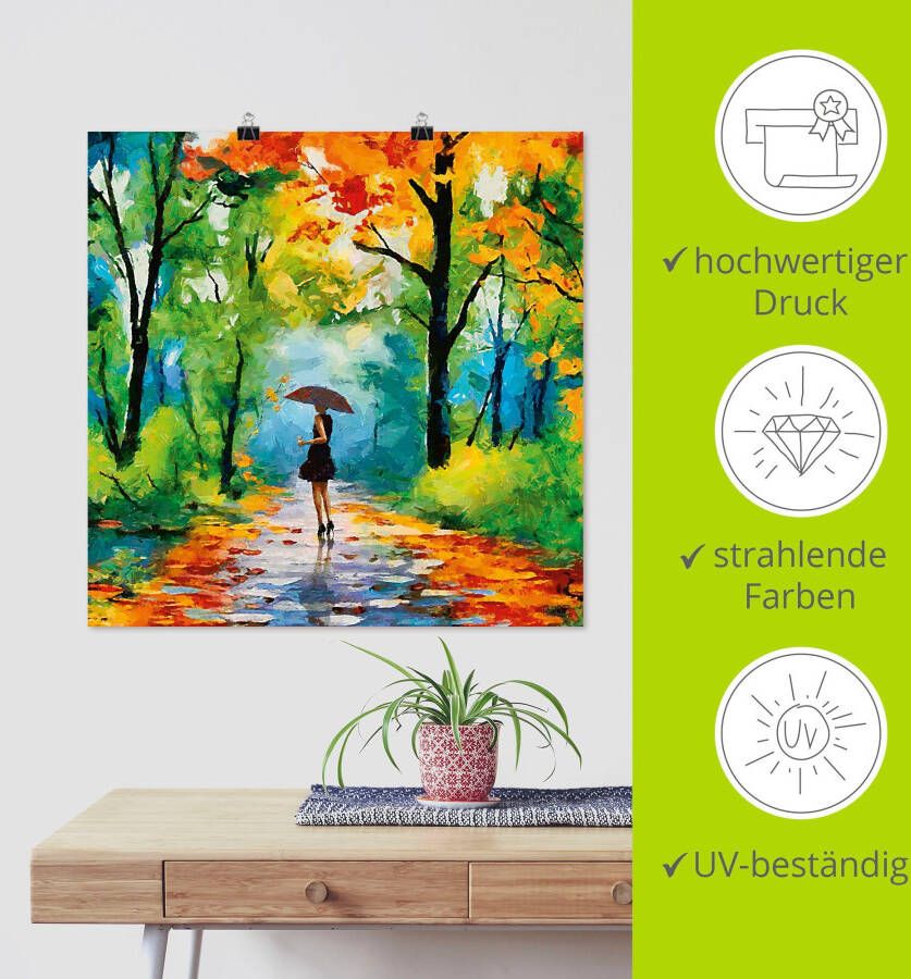 Artland Artprint Herfstige wandeling in het park als artprint van aluminium artprint voor buiten artprint op linnen poster muursticker