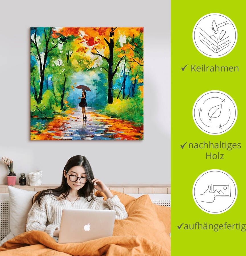 Artland Artprint Herfstige wandeling in het park als artprint van aluminium artprint voor buiten artprint op linnen poster muursticker