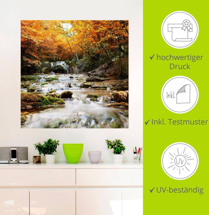 Artland Artprint Herfstige waterval als poster muursticker in verschillende maten