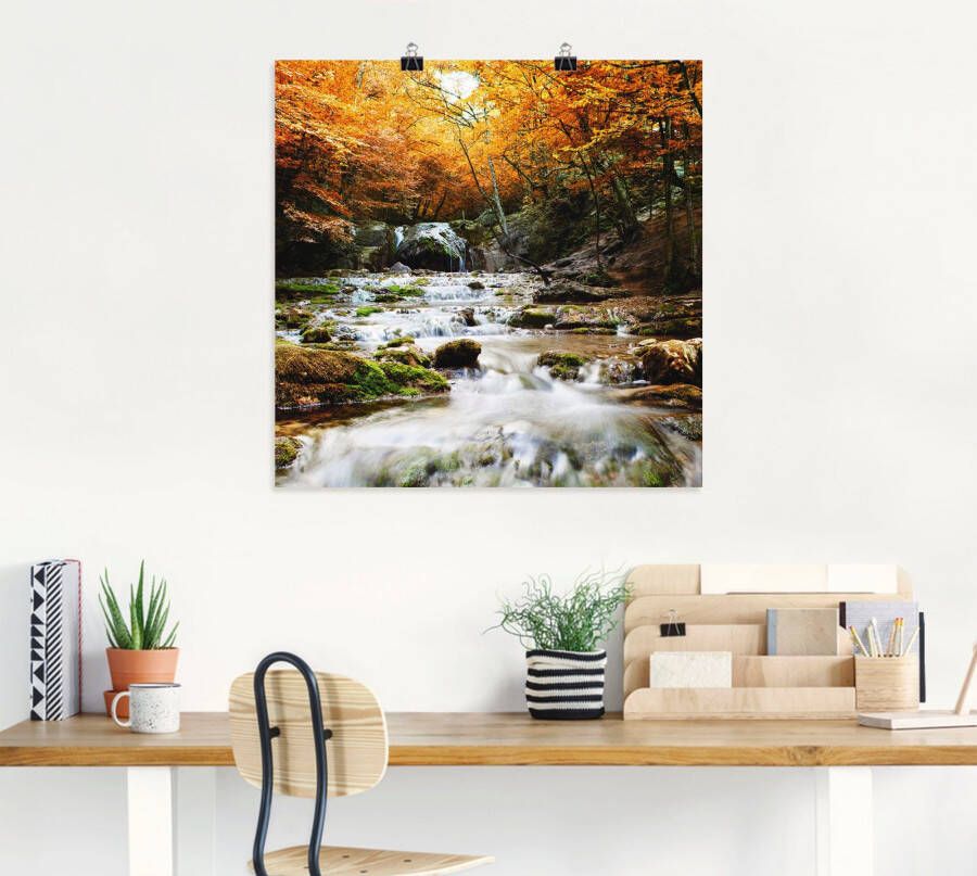 Artland Artprint Herfstige waterval als poster muursticker in verschillende maten