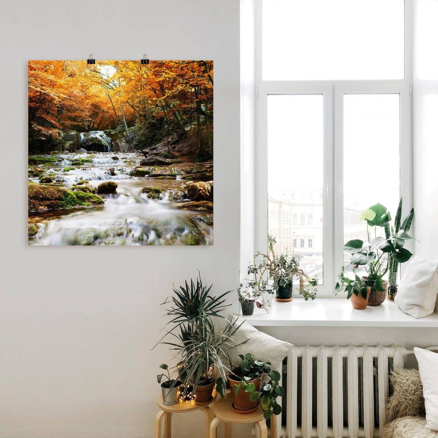 Artland Artprint Herfstige waterval als poster muursticker in verschillende maten