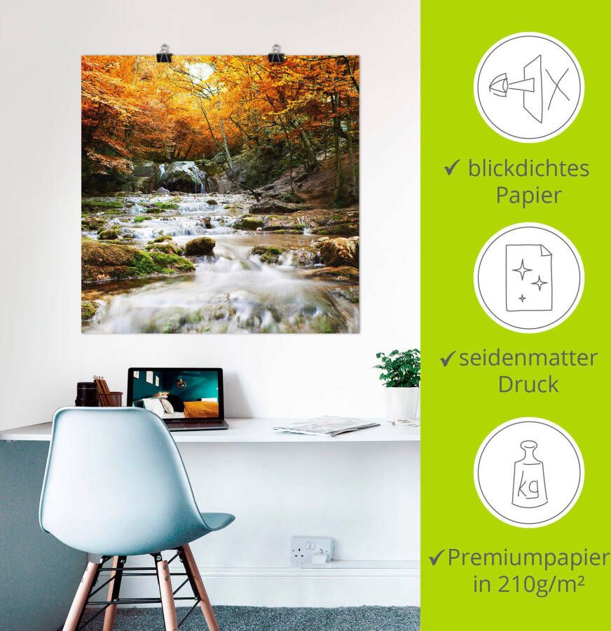 Artland Artprint Herfstige waterval als poster muursticker in verschillende maten