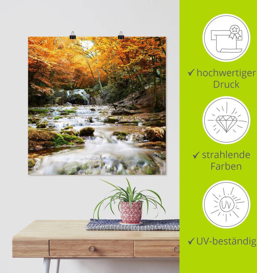 Artland Artprint Herfstige waterval als poster muursticker in verschillende maten