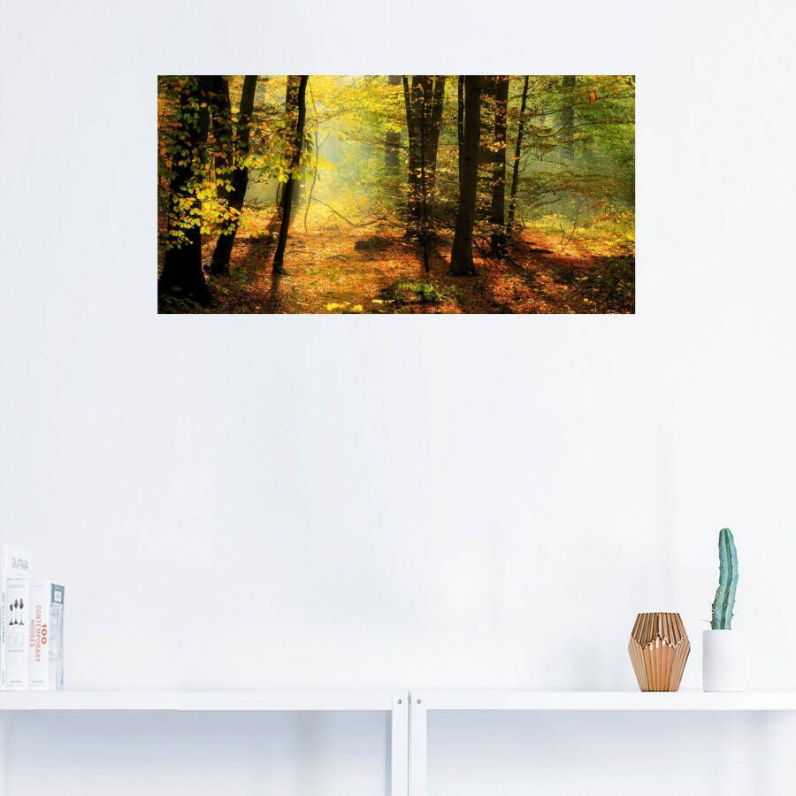 Artland Artprint Herfstlicht in het bos als artprint op linnen poster muursticker in verschillende maten