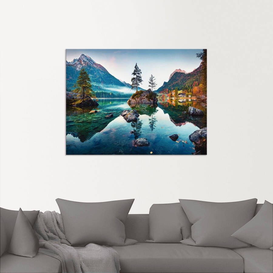 Artland Artprint Herfstscène van de Hintersee voor de Alpen als artprint van aluminium artprint voor buiten artprint op linnen poster muursticker