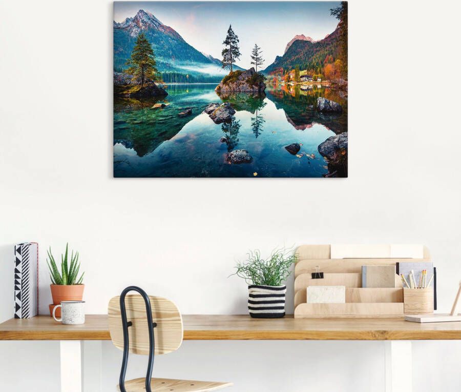 Artland Artprint Herfstscène van de Hintersee voor de Alpen als artprint van aluminium artprint voor buiten artprint op linnen poster muursticker