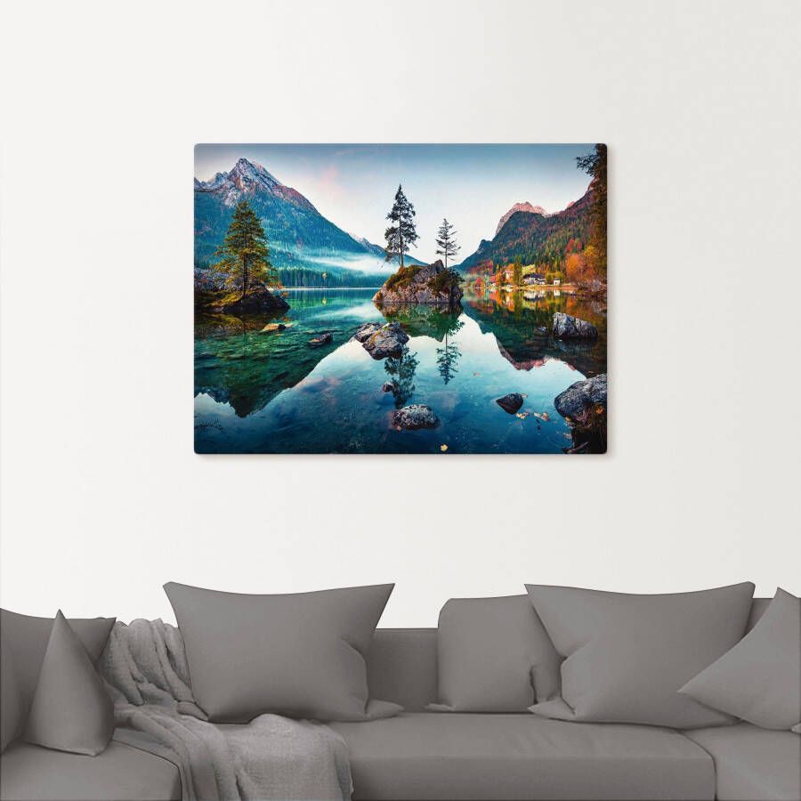 Artland Artprint Herfstscène van de Hintersee voor de Alpen als artprint van aluminium artprint voor buiten artprint op linnen poster muursticker