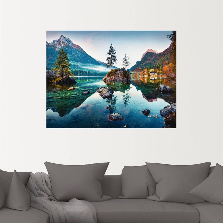 Artland Artprint Herfstscène van de Hintersee voor de Alpen als artprint van aluminium artprint voor buiten artprint op linnen poster muursticker