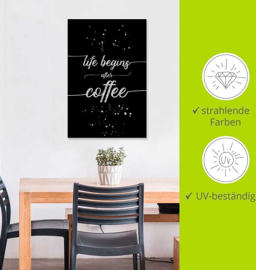 Artland Artprint Het leven begint na de koffie als artprint van aluminium artprint op linnen muursticker verschillende maten