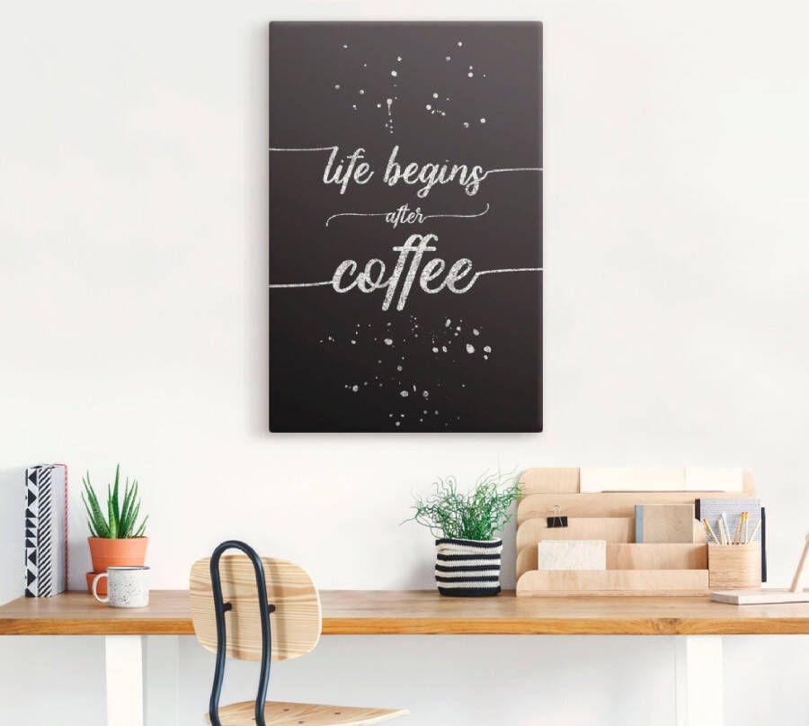 Artland Artprint Het leven begint na de koffie als artprint van aluminium artprint op linnen muursticker verschillende maten