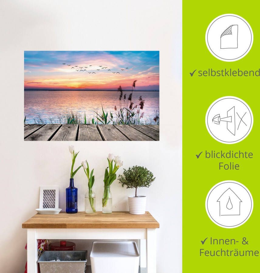 Artland Artprint Het meer in de kleuren van de wolken als artprint van aluminium artprint voor buiten artprint op linnen poster muursticker