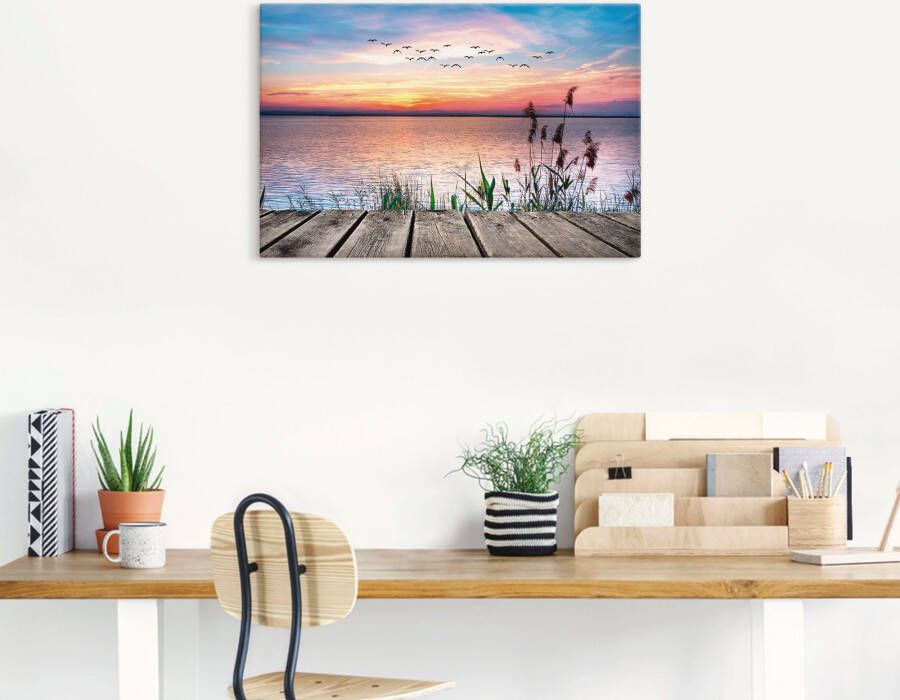 Artland Artprint Het meer in de kleuren van de wolken als artprint van aluminium artprint voor buiten artprint op linnen poster muursticker