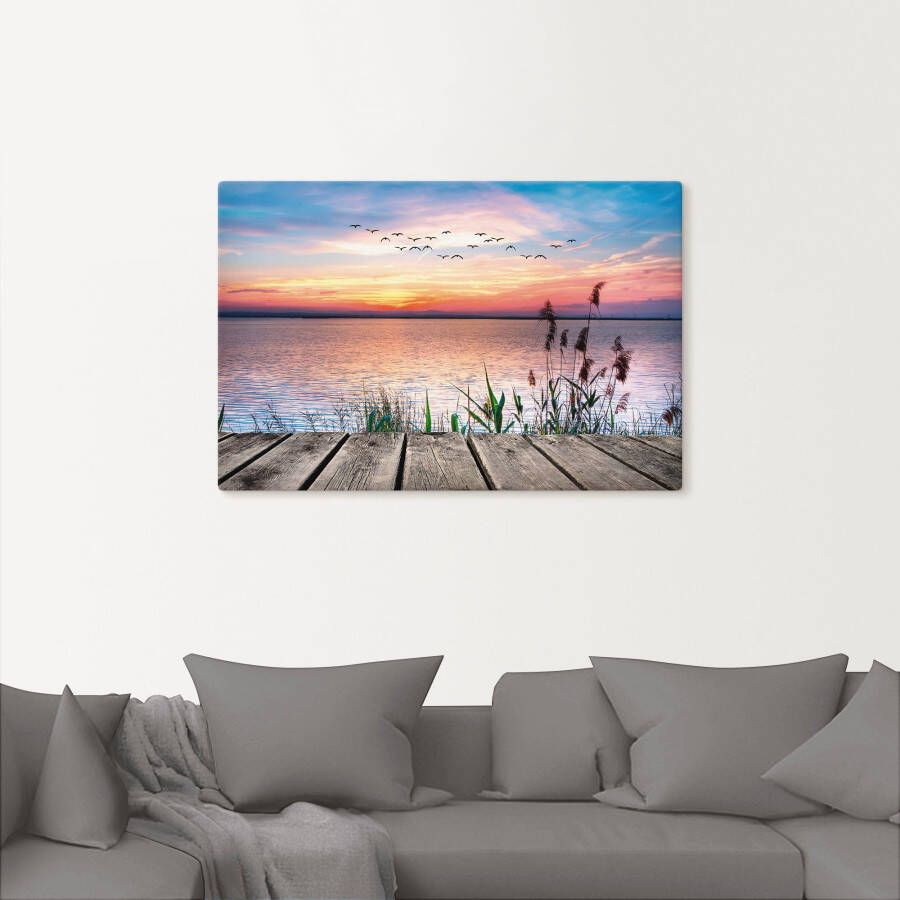 Artland Artprint Het meer in de kleuren van de wolken als artprint van aluminium artprint voor buiten artprint op linnen poster muursticker