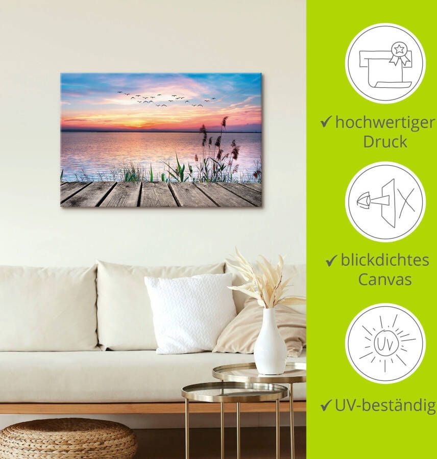 Artland Artprint Het meer in de kleuren van de wolken als artprint van aluminium artprint voor buiten artprint op linnen poster muursticker