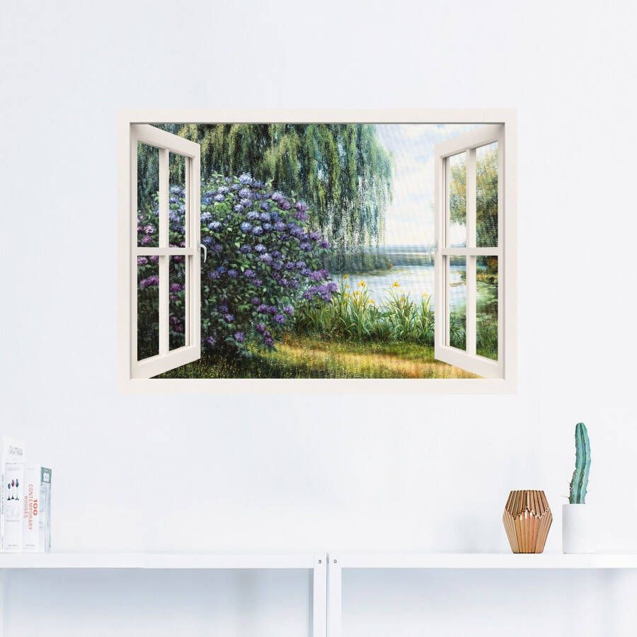 Artland Artprint Hortensia's aan het meer als artprint op linnen poster muursticker in verschillende maten