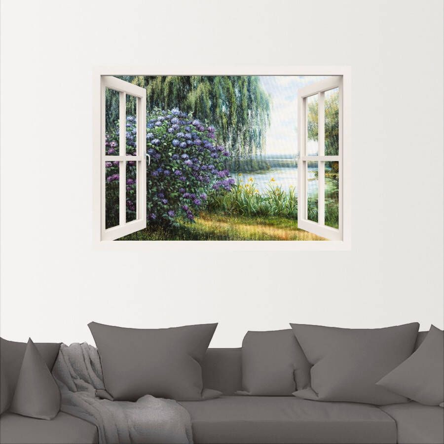 Artland Artprint Hortensia's aan het meer als artprint op linnen poster muursticker in verschillende maten