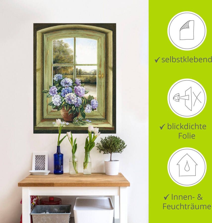 Artland Artprint Hortensia's bij het raam als artprint van aluminium artprint voor buiten artprint op linnen poster muursticker