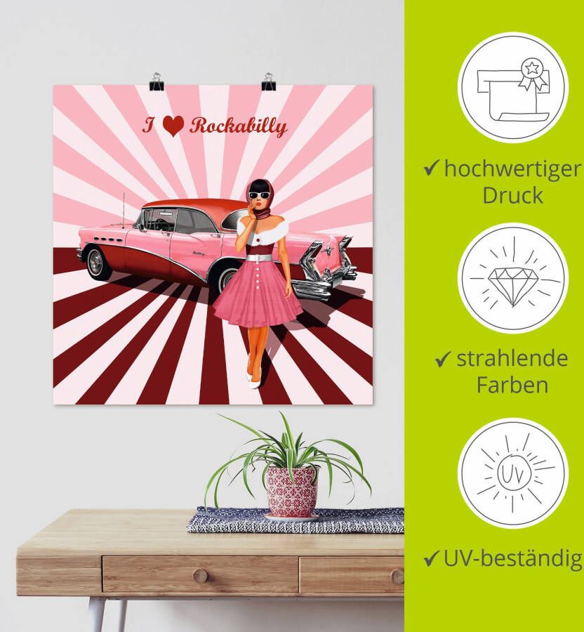 Artland Artprint Ik hou van rockabilly als artprint van aluminium artprint voor buiten artprint op linnen poster muursticker