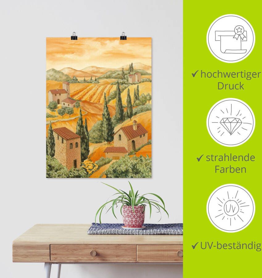 Artland Artprint Italië Toscane als artprint van aluminium artprint voor buiten artprint op linnen poster in verschillende maten. maten