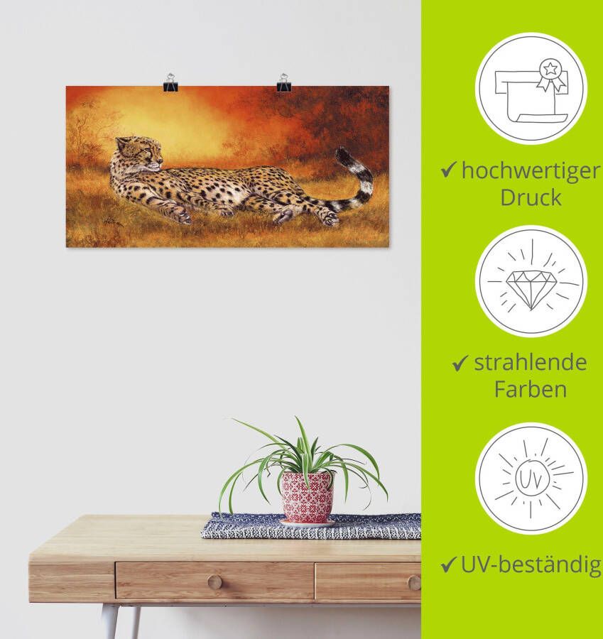 Artland Artprint Jachtluipaard als artprint van aluminium artprint voor buiten artprint op linnen poster muursticker