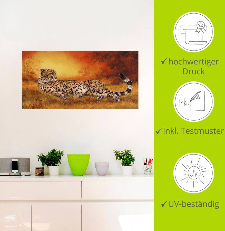 Artland Artprint Jachtluipaard als artprint van aluminium artprint voor buiten artprint op linnen poster muursticker