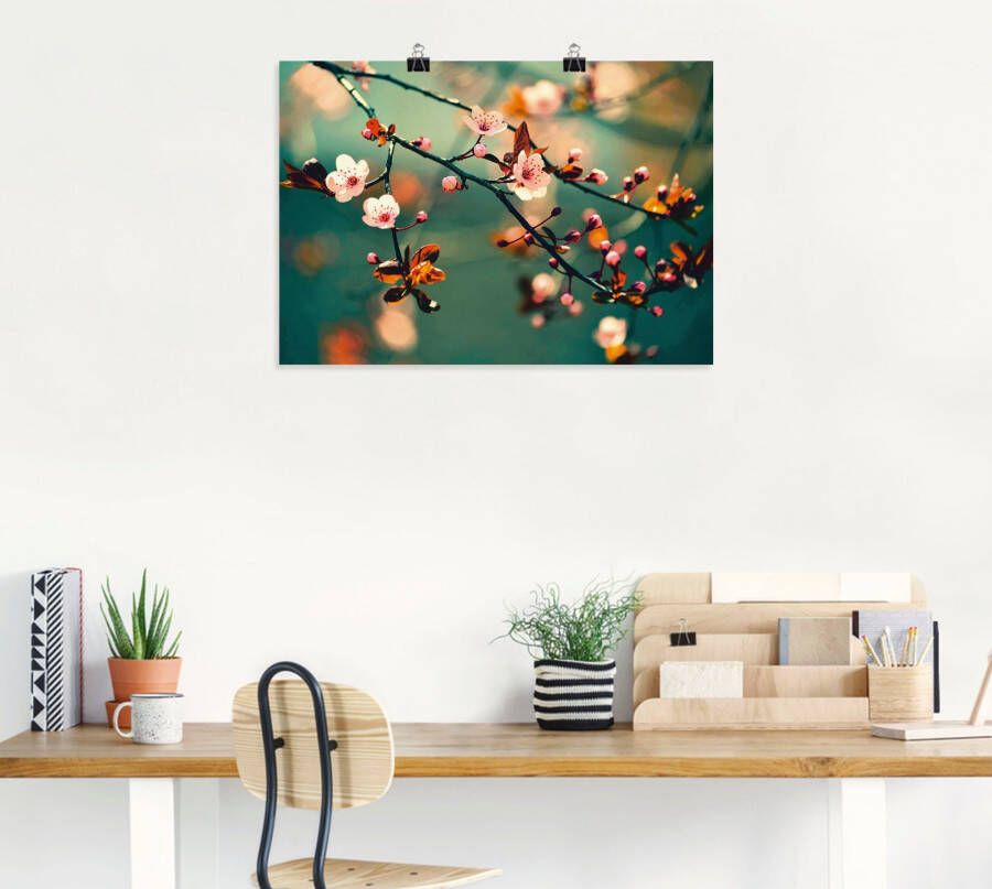 Artland Artprint Japanse kers Sakura bloemen als artprint op linnen poster in verschillende formaten maten