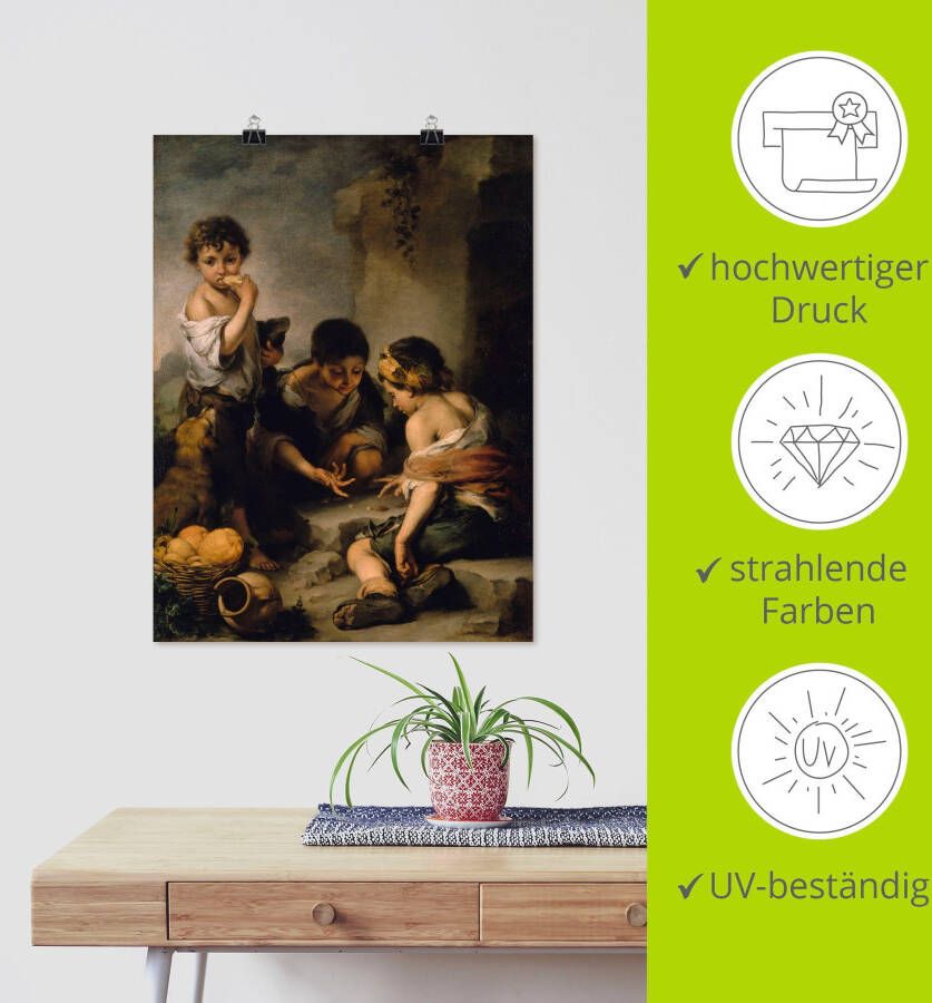 Artland Artprint Jongens bij het dobbelspel. Ca. 1670 1675. als artprint op linnen poster in verschillende formaten maten