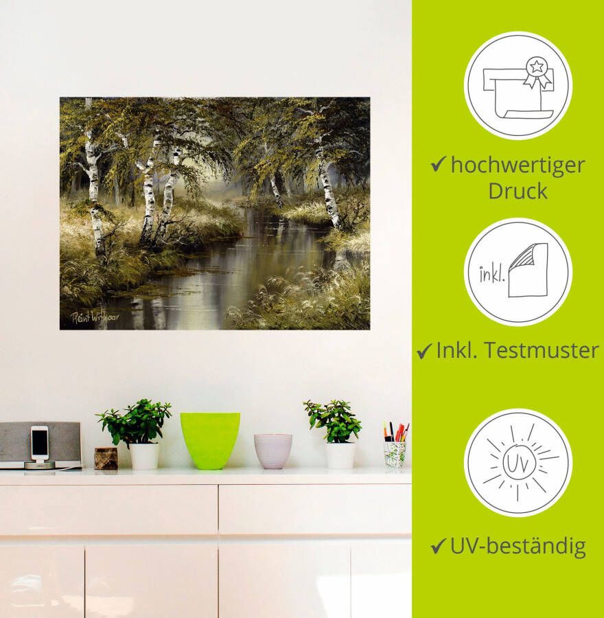 Artland Artprint Kanaal diep in het bos als artprint op linnen poster muursticker in verschillende maten