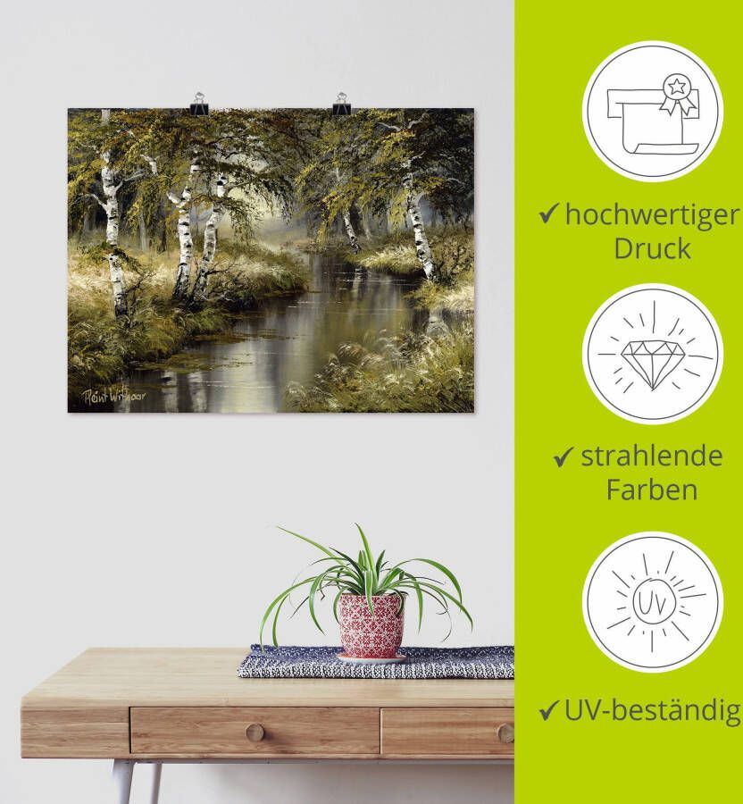 Artland Artprint Kanaal diep in het bos als artprint op linnen poster muursticker in verschillende maten