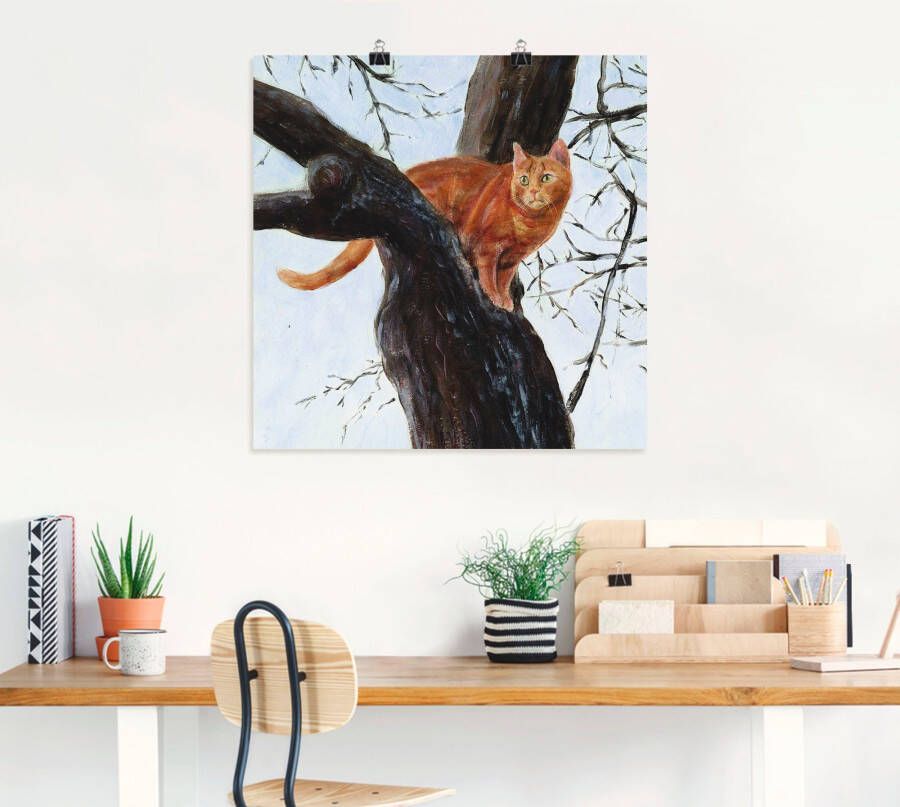 Artland Artprint Kat in boom als artprint op linnen poster in verschillende formaten maten