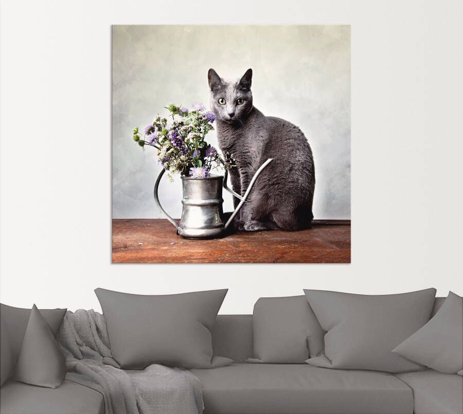 Artland Artprint Kat met decoratie als artprint van aluminium artprint voor buiten artprint op linnen in verschillende maten