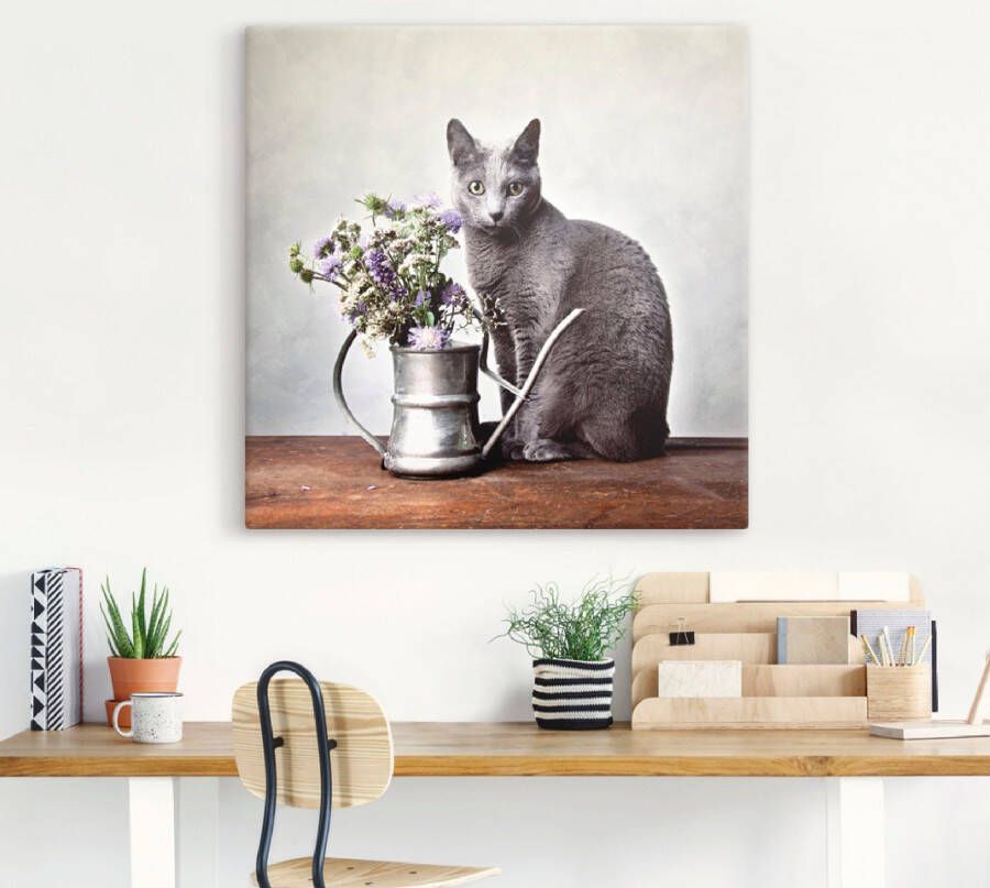 Artland Artprint Kat met decoratie als artprint van aluminium artprint voor buiten artprint op linnen in verschillende maten