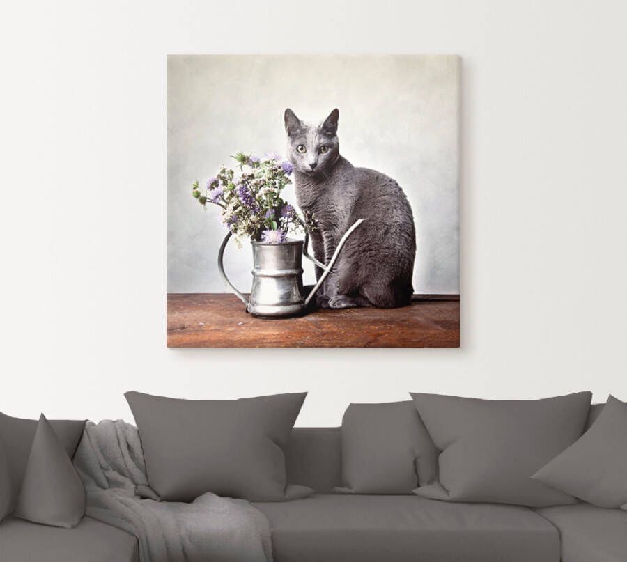 Artland Artprint Kat met decoratie als artprint van aluminium artprint voor buiten artprint op linnen in verschillende maten