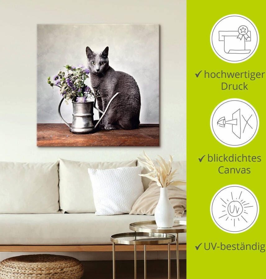 Artland Artprint Kat met decoratie als artprint van aluminium artprint voor buiten artprint op linnen in verschillende maten