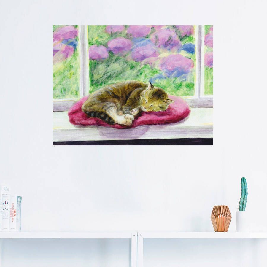 Artland Artprint Kat op vensterbank in tuin als poster muursticker in verschillende maten